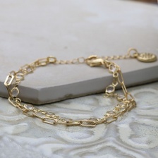 Double Strand Golden Mixed Chain & Crystal Bracelet by Peace of Mind
